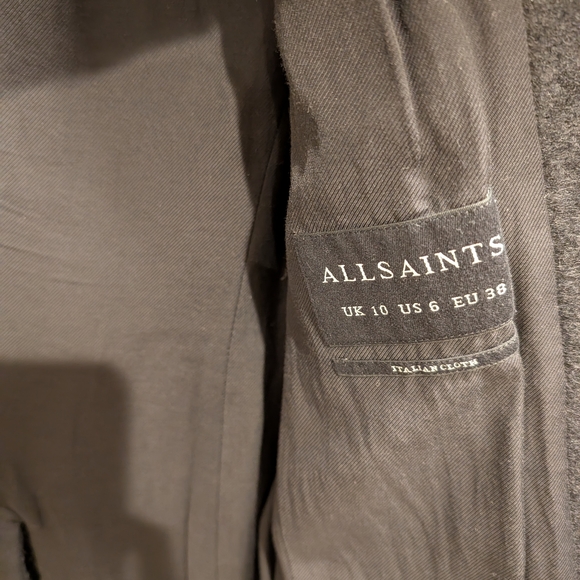 AllSaints Jaiya Coat Black Grey Ombre Coat Size 6 - Picture 4 of 4